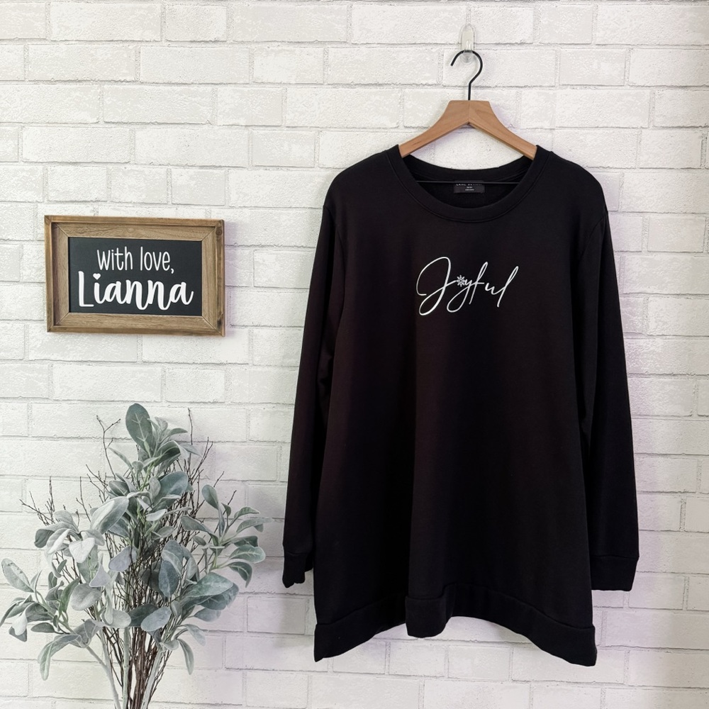 LANE BRYANT Black Joyful Tunic Sweatshirt